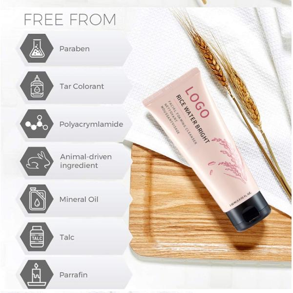 OEM Private Label Facial Wash Rice Water Bright Facial Foaming Cleanser