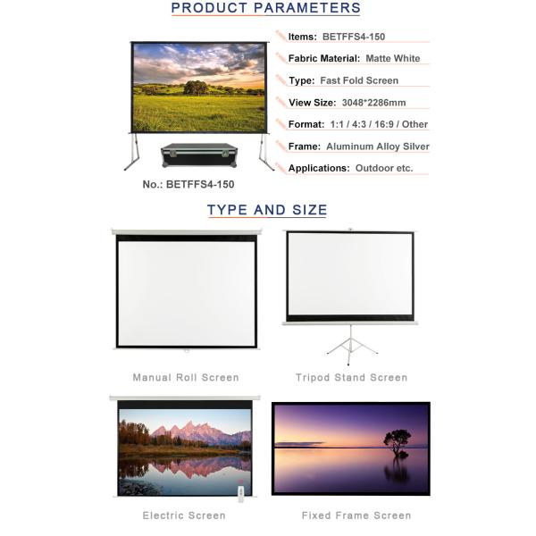 150 Inch Electric Rear Projection Screen , Lightweight Fast Fold Screen