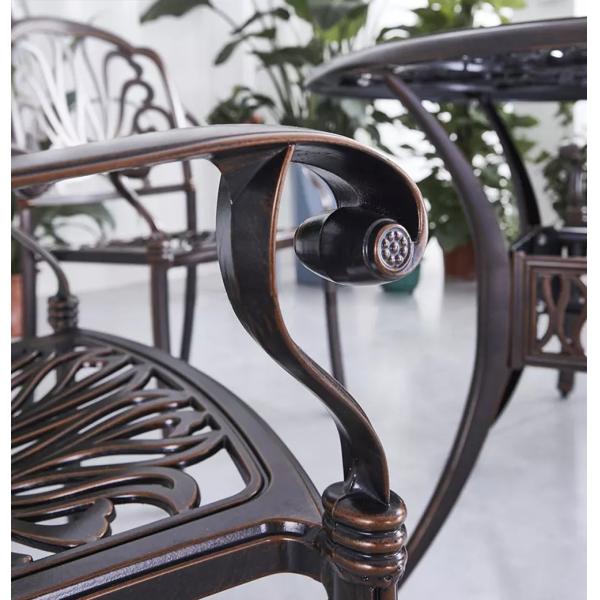 Outdoor Garden Furniture Metal Cast Aluminum Dining Set for Backyard Entertaining
