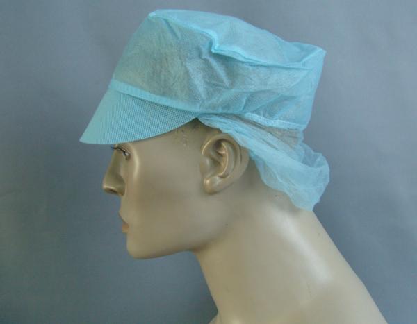 Disposable Non Woven 20g Peaked Flat Cap For Industrial Use