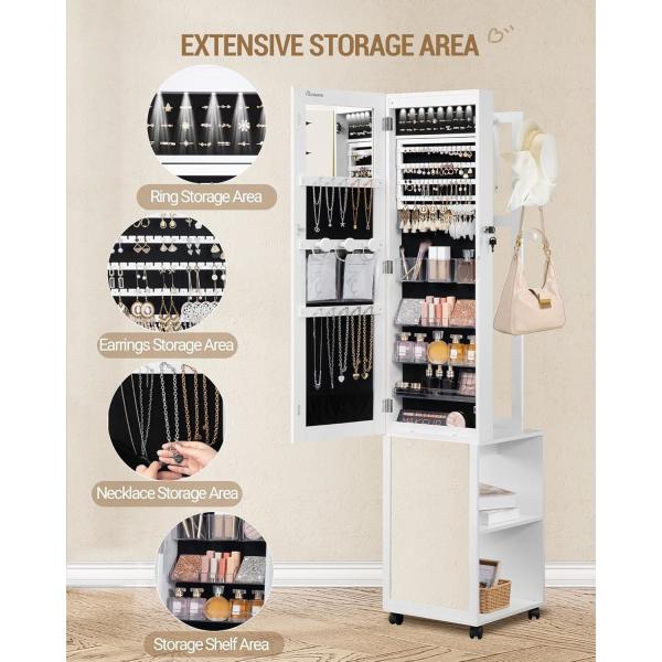 Cabinet de espejos de madera de longitud completa sin marco Cabinet de joyas de espejo moderno