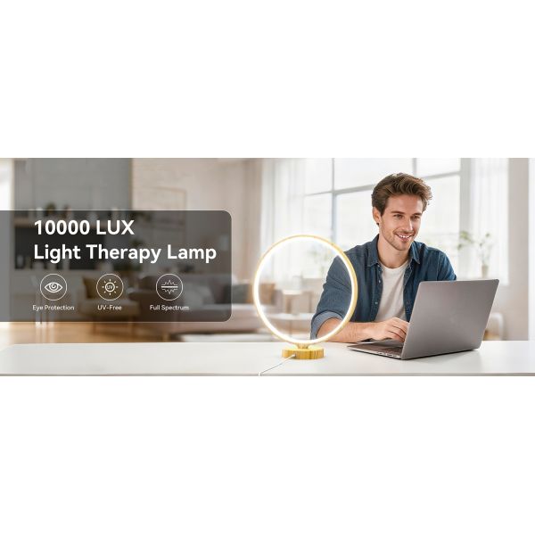 Circular Sun Light Therapy Lamps Customizable Sunlight Lamp 10000 Lux All In One Multifunction