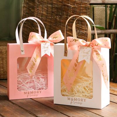 Precious Window Gift Bag Premium White Gold Presentation Square Clear Window Reinforced Handles