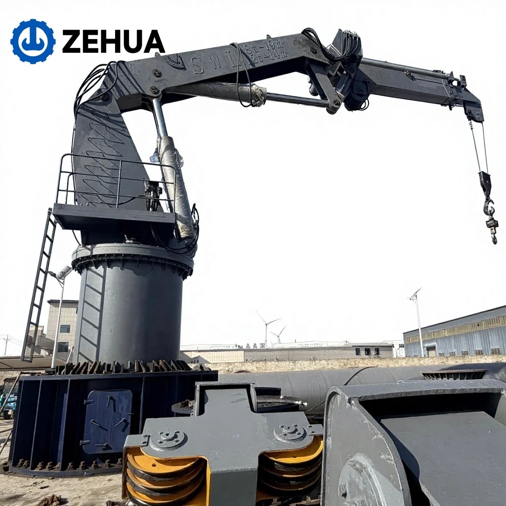Zehua Factory 5-30 Ton Hydraulic Marine Deck Crane | Knuckle Boom Boat Ship Vessel Cargo Crane 30m Lifting Height