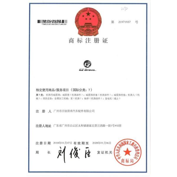 Guangzhou Bravo Auto Parts Limited Certifications