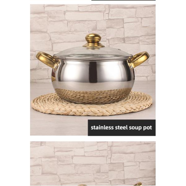Best Selling Stainless Steel Cookware Set 12pcs Double Layer Cooking Pot Set With Golden Handle