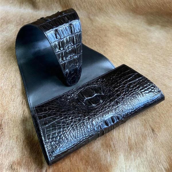 Authentic Crocodile Skin Women's Foldable Clutch Female Evening Purse Genuine Alligator Leather Lady Cross Shoulder Bag