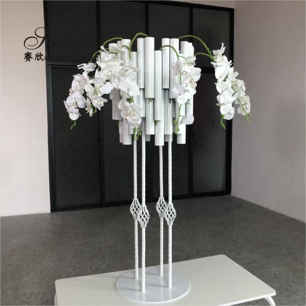 Ouro Prata Casamento Centrais Flor Estand à Venda Tubos de Metal Branco