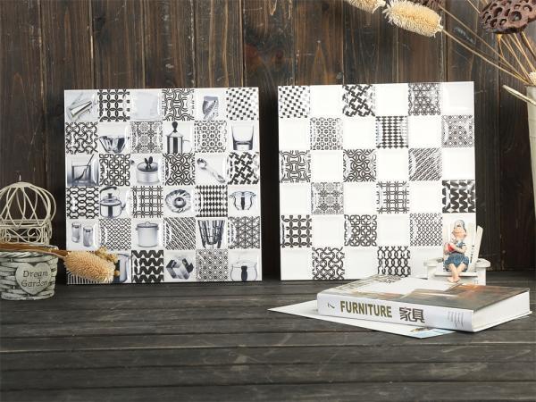 30x30cm Black and White Encaustic Ceramic Rustic Tile