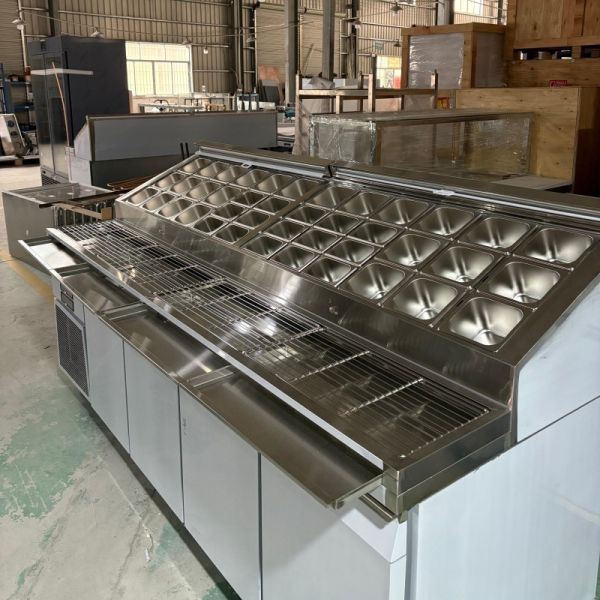 Stainless Steel Undercounter Countertop Pizza Fridge Commercial 4 Doors