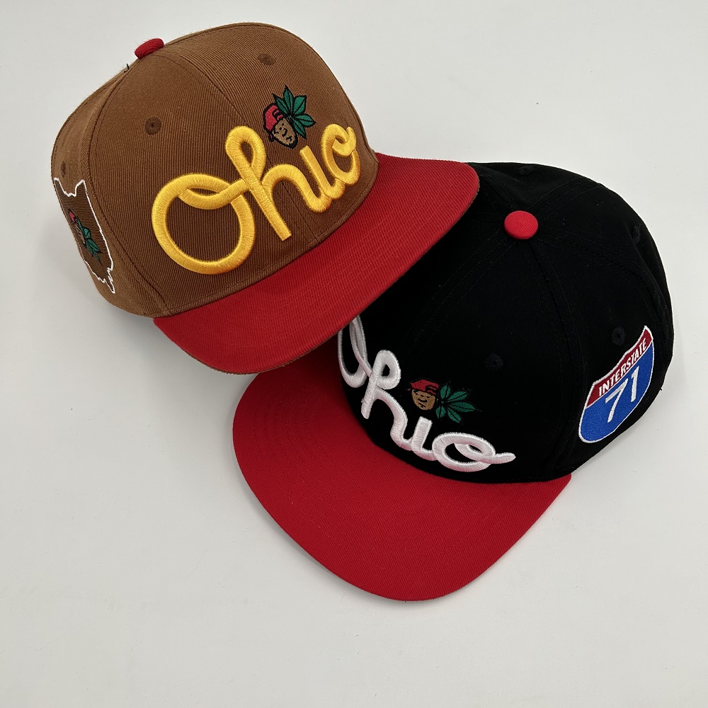 Suede 3D Puff Embroidery Snapback Caps Structured Flat Brim Acrylic Custom Adjustable