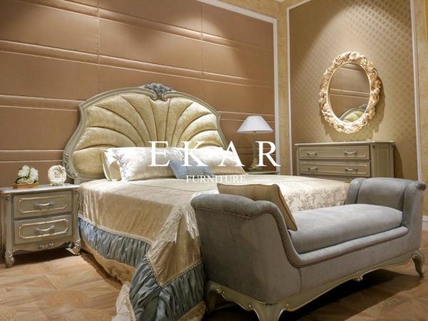 Luxury Bedroom Set Shell Shaped Headboard Italian Bed Room Furniture