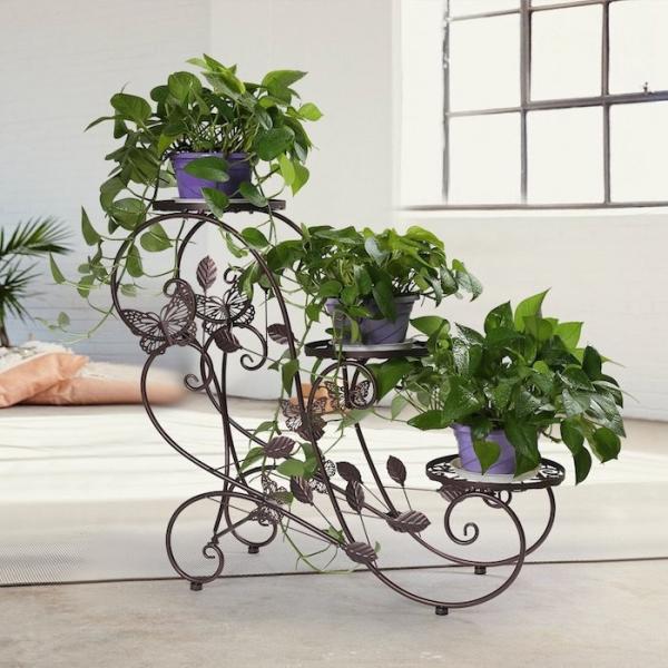 Multilayer Brown Painting 26cm Metal Planter Rack  Iron Flower Pot Holder