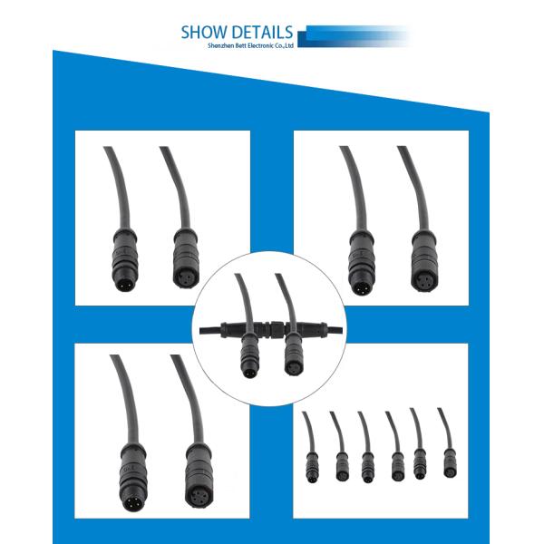 IP68 M8 Waterproof Connector 2-12 Pin 1-50A Nylon Plug