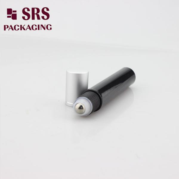 SRS manufacturer empty black plastic 15ml roll on bottle for perfume
