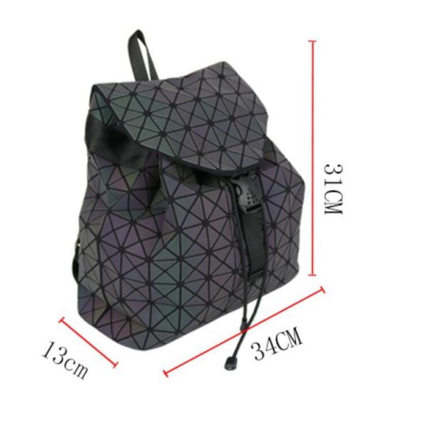 Women Backpack Colorful Diamond Grid Night Glow Color Changing Backpack