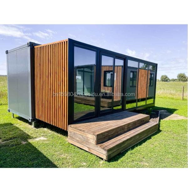 Container en bois extérieur maison de luxe jardin maison minuscule avec 2-3 chambres pour les familles et les hôtels fenêtres en alliage d'aluminium