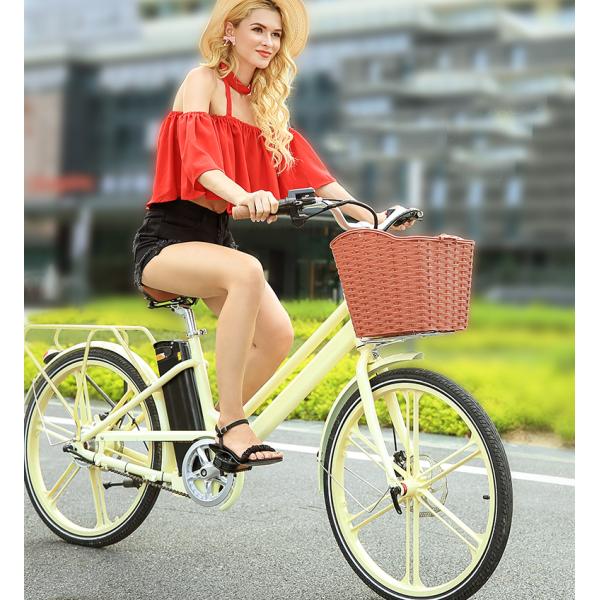 0.25kw Women'S Electric Cruiser Bike , Multipattern Ladies Electric Road Bike