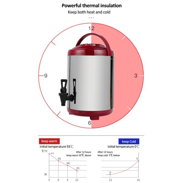 5L 6L 8L 10L Milk Tea Insulated Barrel 304 Stainless Steel With Tap