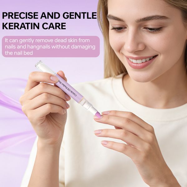 Focstar 2-in-1 Nail Care Pen with Nourishing & Gentle Exfoliation Lavender Scent Cuticle Oil Pusher Pen