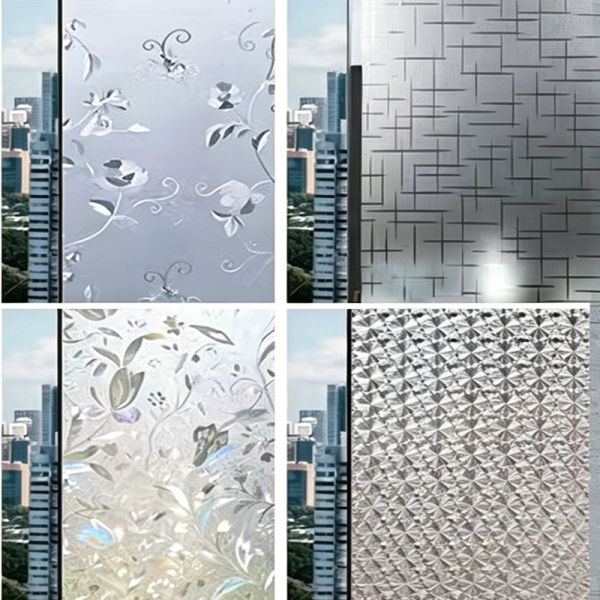 IPX7 Waterproof Privacy Glass Decorative Film Static Cling UV Blocking Window Film