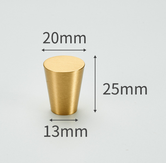 Modern Minimalist Solid Brass Cone Handle Single Hole Cabinet Door Knob for Kitchen & Bedroom Furniture Gold Drawer Brass Gold