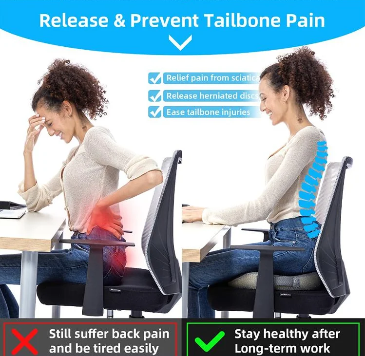 OBLONG Memory Foam Office Chair Cushion Pad Hip Massage Support Orthopedic Pain Relief