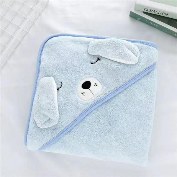 Cartoon Animal Kids Soft Microfiber Coral Fleece Toalha de Banho Capuzada para Meninos e Meninas