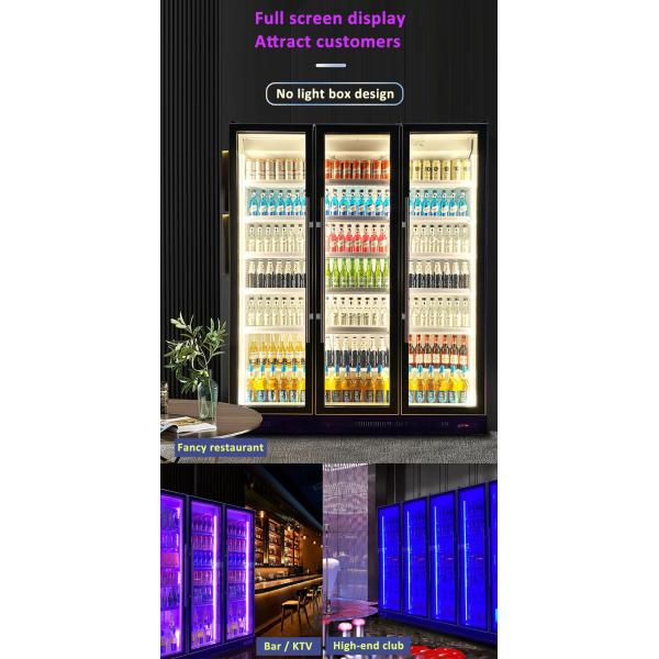 Blue Light 5 Layers R134a Upright Glass Door Beverage Chiller