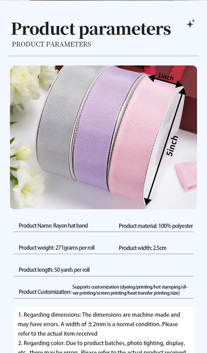 2026 New Design Factory 196 Color 1Inch Petersham Ribbon Printed Ribbon Wholesale Hat Decoration Packing