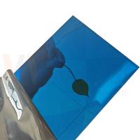 Personalizar espessura Placa decorativa de aço inoxidável AISI 304 SS Folha de metal espelho acabamento azul revestido