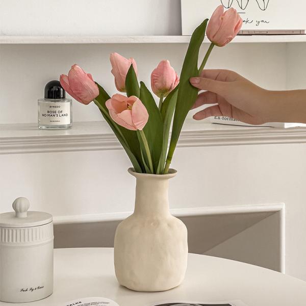 Ins-style artificial flower decoration, tulip arrangement, high-end artificial flower ornaments with vases, living room arrangement of bouquets, living room