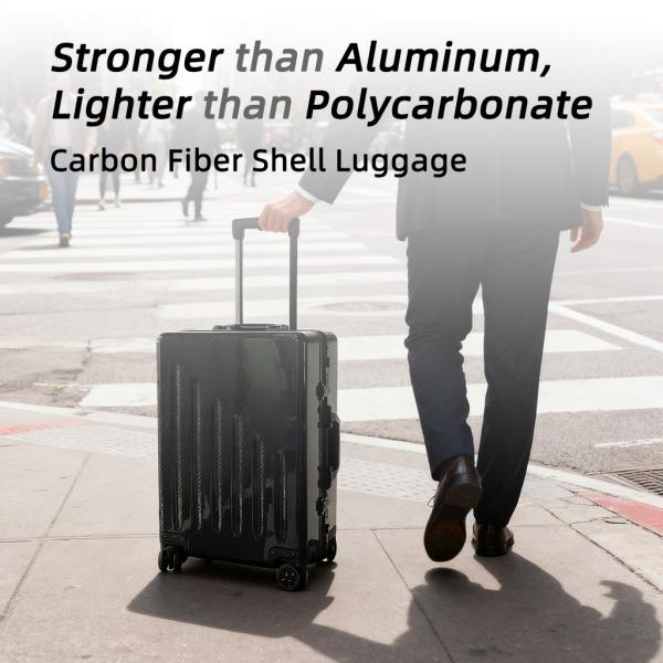 Mejora tu experiencia de viaje con equipaje unisex de fibra de carbono con ruedas giratorias y cerradura TSA