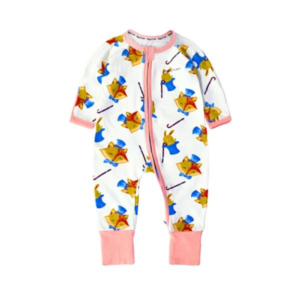 Design Baby Romper Onesie with Zipper Closure 95% Cotton and 5% Elastane Full Print