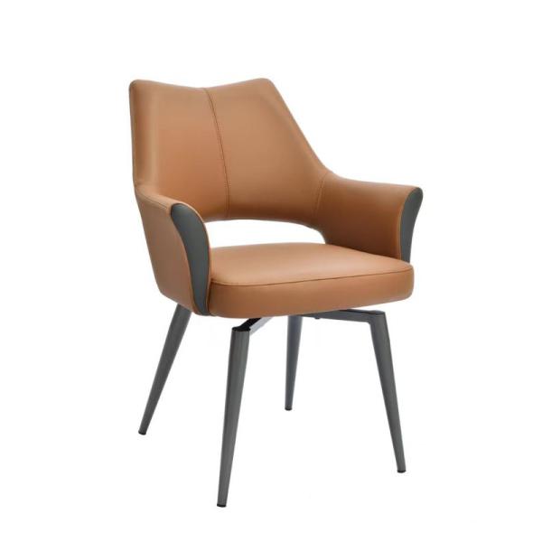 Backrest Spinning Dining Chairs , Streamlined Pu Leather Swivel Chair