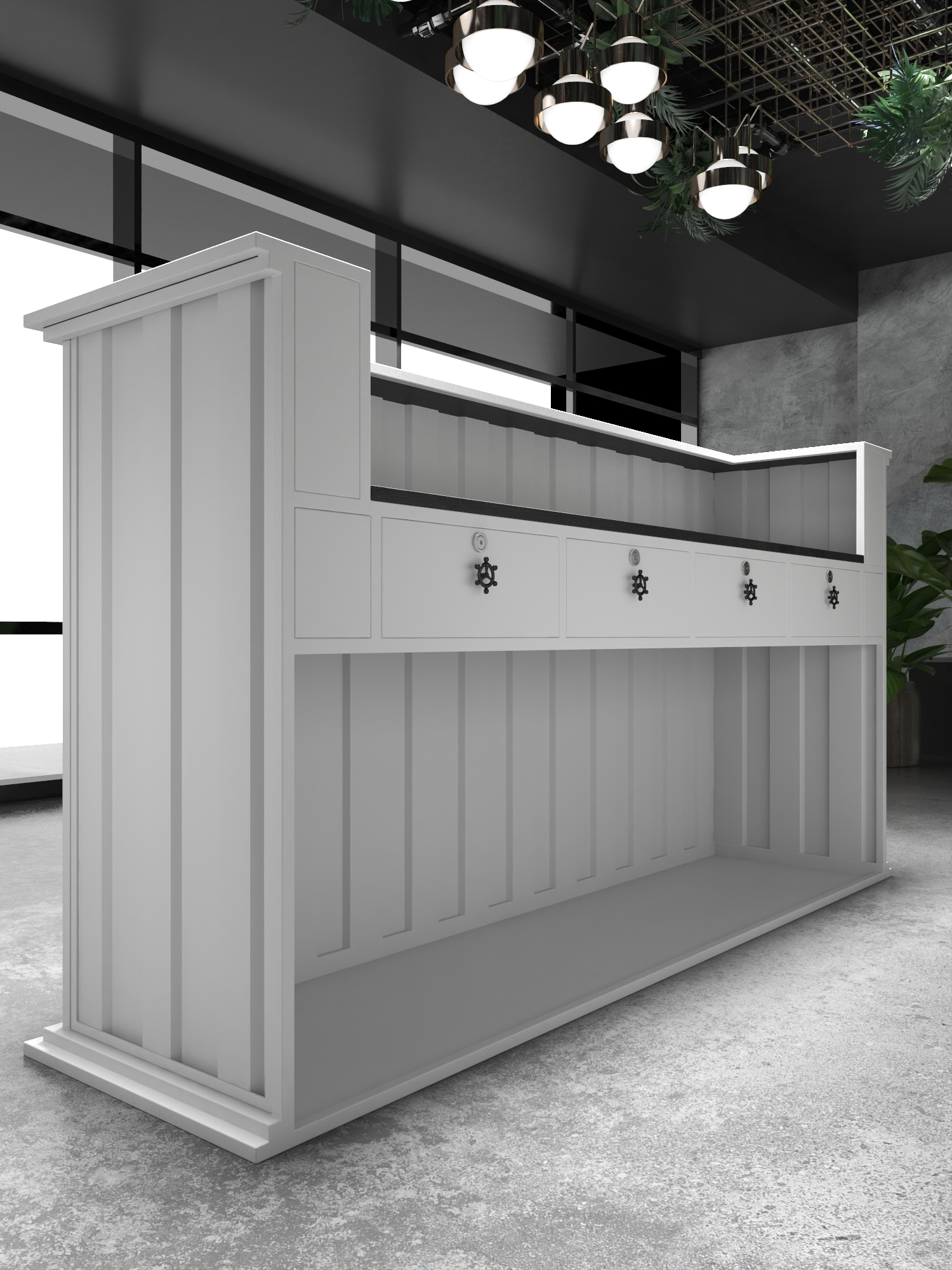 Customized Color Durable Iron Frame Compact Design Front Desk for Commercial Use