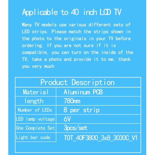 Для TCL L40F3303B L40F3301B Световой столб TOT_ 40F3800_ 3X8_ 3030C_ V1