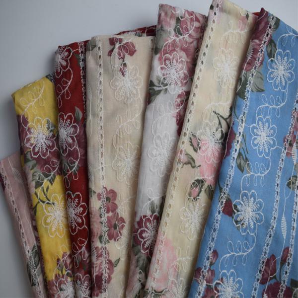 Waterproof Organic Cotton Fabric Weft Printed Embroidered 60S 105 Gsm