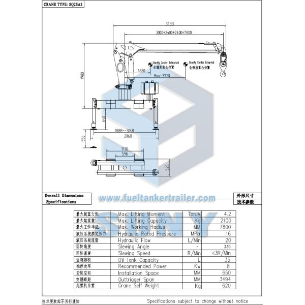 Professional 2 Ton Cargo SUNY / XCMG Heavy Duty Crane Truck