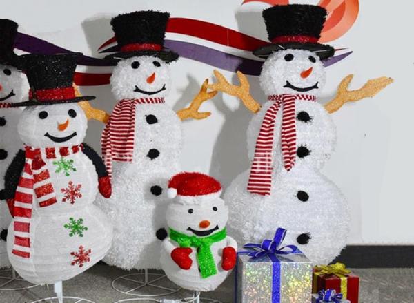 Christmas decorations illuminated snowman Santa Claus Hotel shopping mall layout 1.2 m 1 m iron retractable snowman