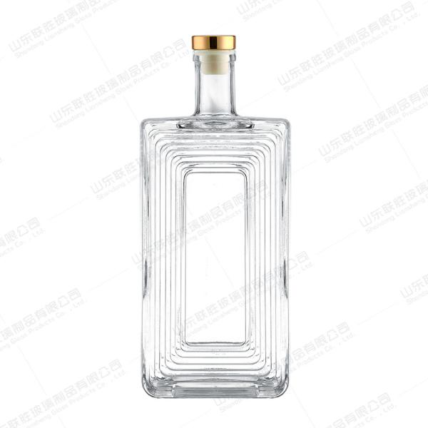 Glass Bottles Vodka Liquor With Cork Whisky Base Material Glass 500ml 750ml Custom