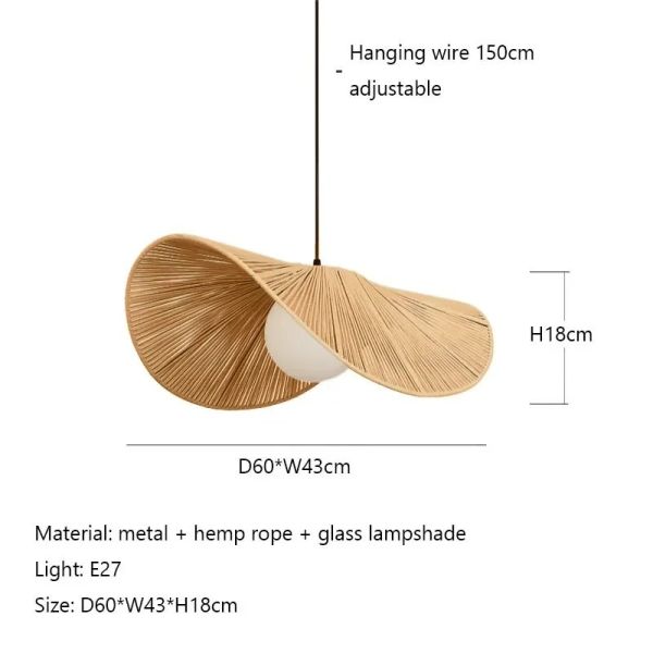 Art Hanging Wicker Lamp Bedroom Parlor Hotel Nordic Rattan Wabi Sabi Pendant Light(WH-WP-101)