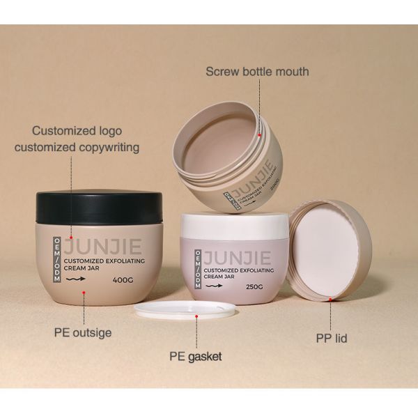 200g 250g 400g Plastic Body Butter Jars PE Scrub & Mud Film Container Refillable Cosmetic Jars For Face Cream & Skincare Products