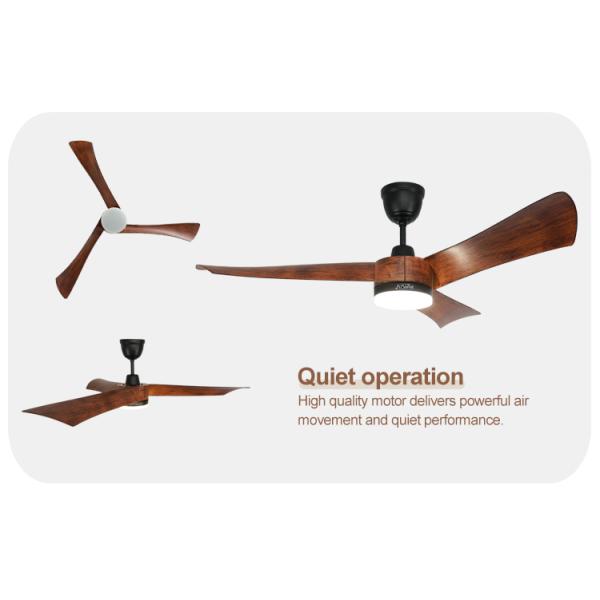 Деревянный цвет 54 дюймовый светодиодный потолочный вентилятор 3 пластиковые лезвия с дистанционным управлением