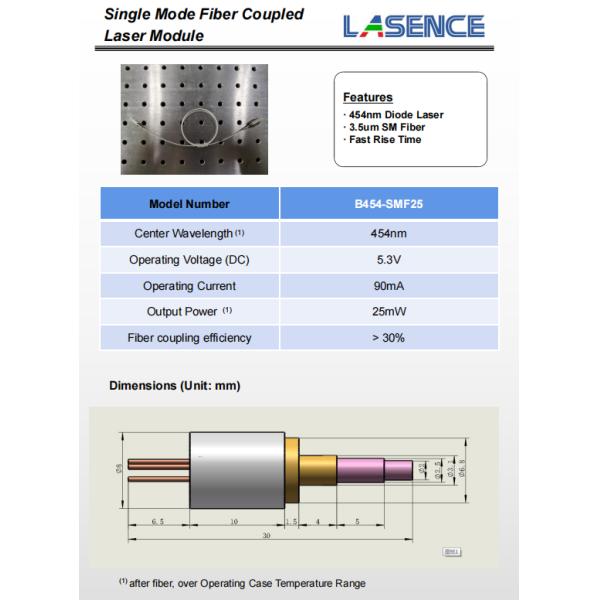 25mW Output Power 545nm Pigtail SM Fiber Laser Module for High Precision Fiber Coupling
