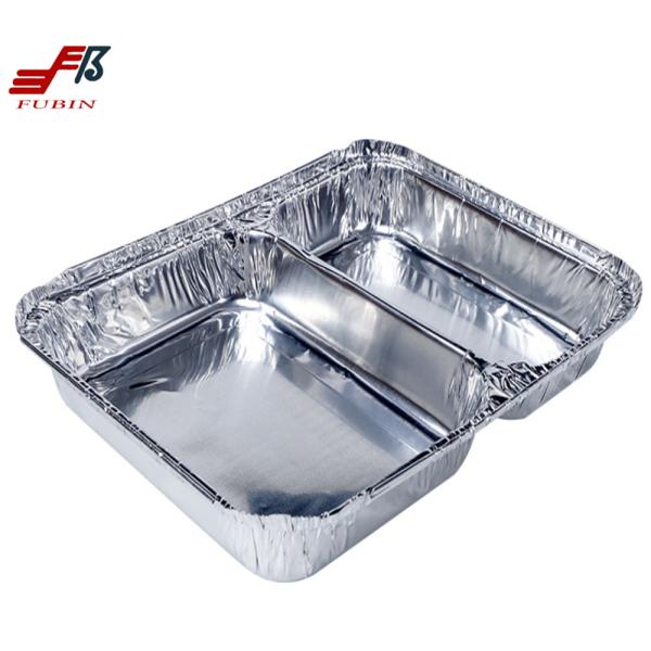 190x260mm Aluminum Foil Lunch Box 2 Compartment Foil Containers