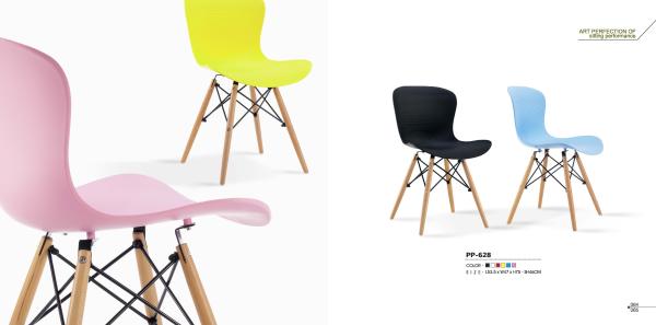 modern restaurant dining chair with wooden leg