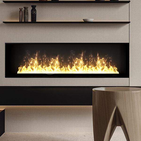 1200 mm Caminha de aço inoxidável de luxo para interiores Caminha de vapor de água de chama falsa