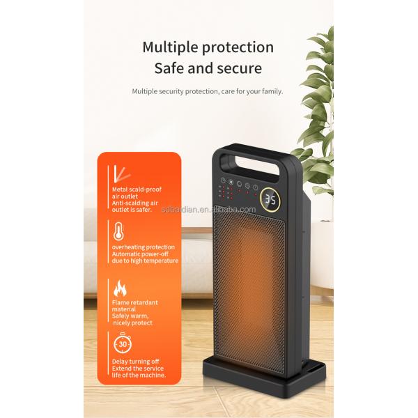 Touch Screen Electric Heating Portable PTC Ceramic Fan with Remote and Installation