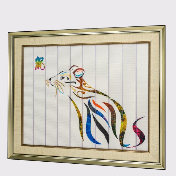 Chinese Zodiac Framed Art Twelve Animals Rat Home Decor Ribbon Painting Hotel Wall Hanging Decorative Wall Art